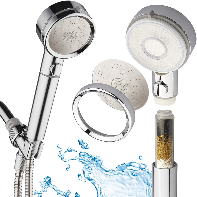 Dream Spa LaserJet High Pressure Luxury Handheld Shower Head with Dual Water Filters, ON-OFF Pause Switch, Extra-long 72-inch Stainless Steel Hose & Bracket - Face Opens for Easy Cleaning - Image 1